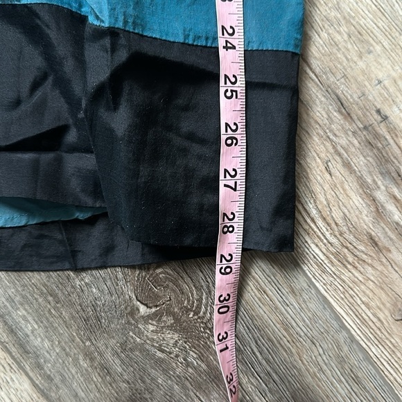 Kenzie Pretty dress Bohemian beaded neckline, teal black lined size large - Picture 10 of 12